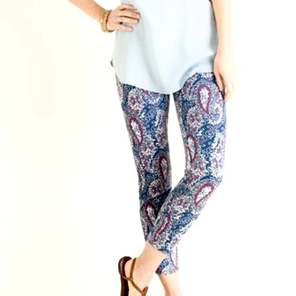 Jeans CHICO’S NYDJ Lift Tuck MYKONOS PAISLEY SKINNY ANKLE Blue Red Pink Size 6 - Picture 6 of 13